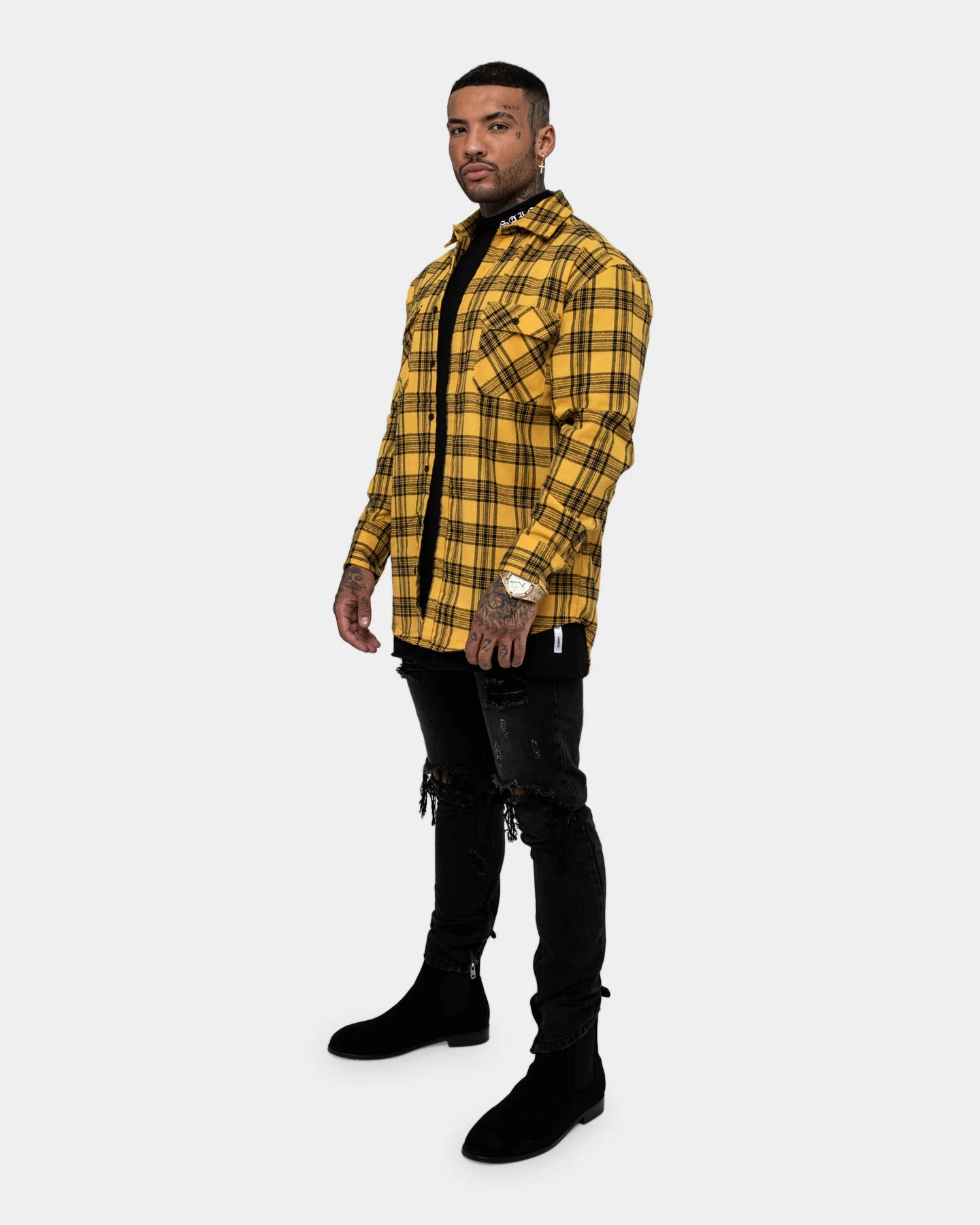 Saint Morta Flow Long Sleeve Flannel Shirt Yellow/Black 4 Saint Morta Flow Long Sleeve Flannel Shirt Yellow/Black - Image 2