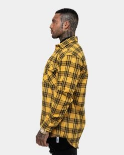 Saint Morta Flow Long Sleeve Flannel Shirt Yellow/Black 8 Saint Morta Flow Long Sleeve Flannel Shirt Yellow/Black -Champioe Style 02011186 YY003 mens 0030
