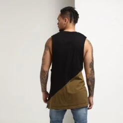 CARRÉ DIAGONAL PANEL 2 MUSCLE TEE BLACK/OLIVE -Champioe Style 02011261 YB054 normal 004