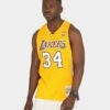 Mitchell & Ness Los Angeles Lakers Shaquille O'Neal '99-'00 #34 Swingman Jersey Yellow/Purple -Champioe Style 02018171 YY031 mens 0020