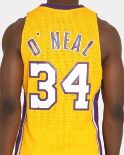 Mitchell & Ness Los Angeles Lakers Shaquille O'Neal '99-'00 #34 Swingman Jersey Yellow/Purple -Champioe Style 02018171 YY031 mens 0040