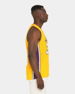 Mitchell & Ness Los Angeles Lakers Shaquille O'Neal '99-'00 #34 Swingman Jersey Yellow/Purple -Champioe Style 02018171 YY031 mens 0060