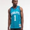 Mitchell & Ness Charlotte Hornets Baron Davis #1 Swingman Jersey Teal -Champioe Style 02019470 YT200 mens 00100