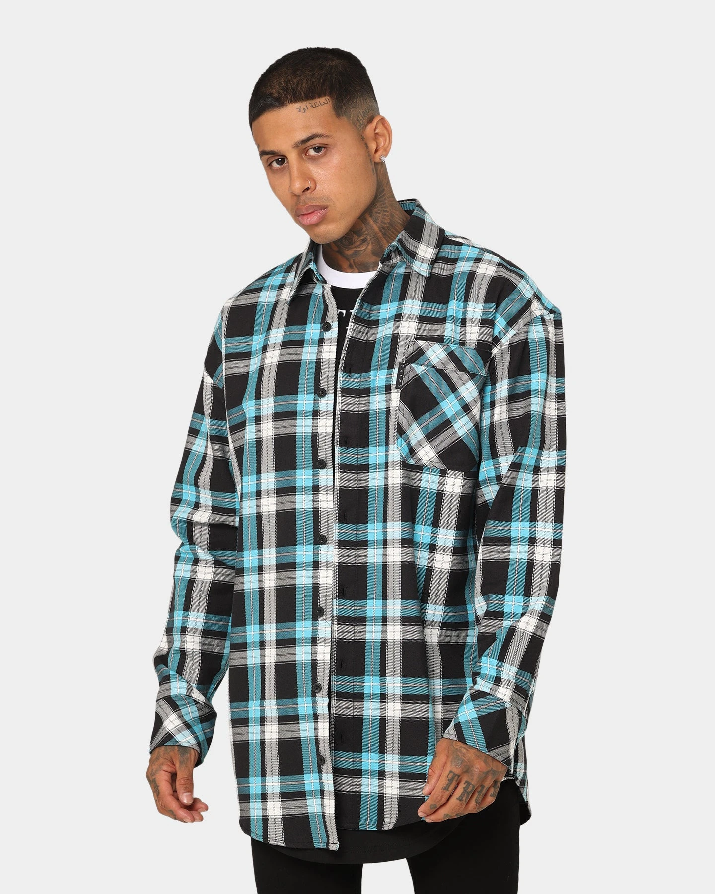 Saint Morta Prima Flannel Shirt Cyan 3 Saint Morta Prima Flannel Shirt Cyan