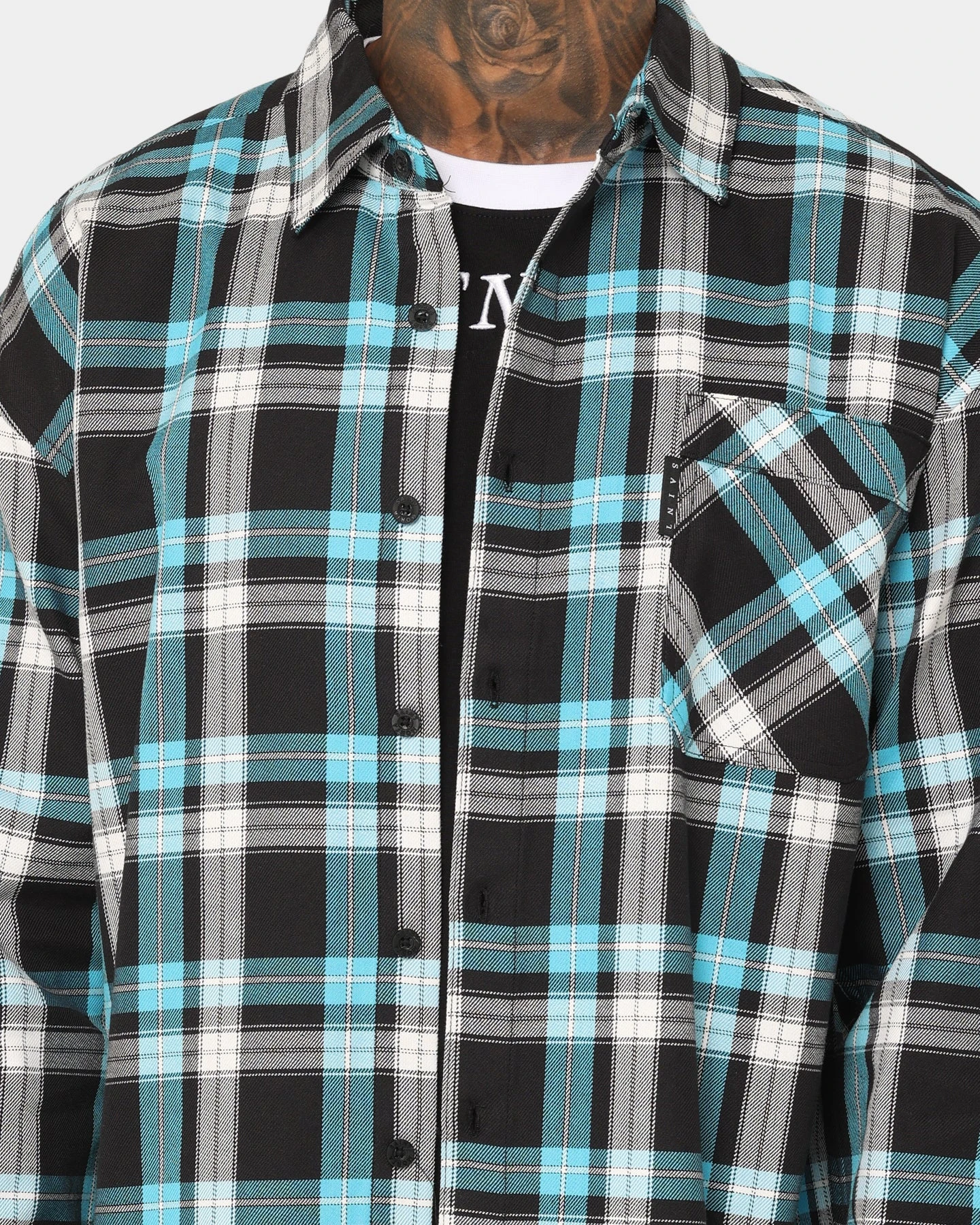 Saint Morta Prima Flannel Shirt Cyan 5 Saint Morta Prima Flannel Shirt Cyan - Image 3