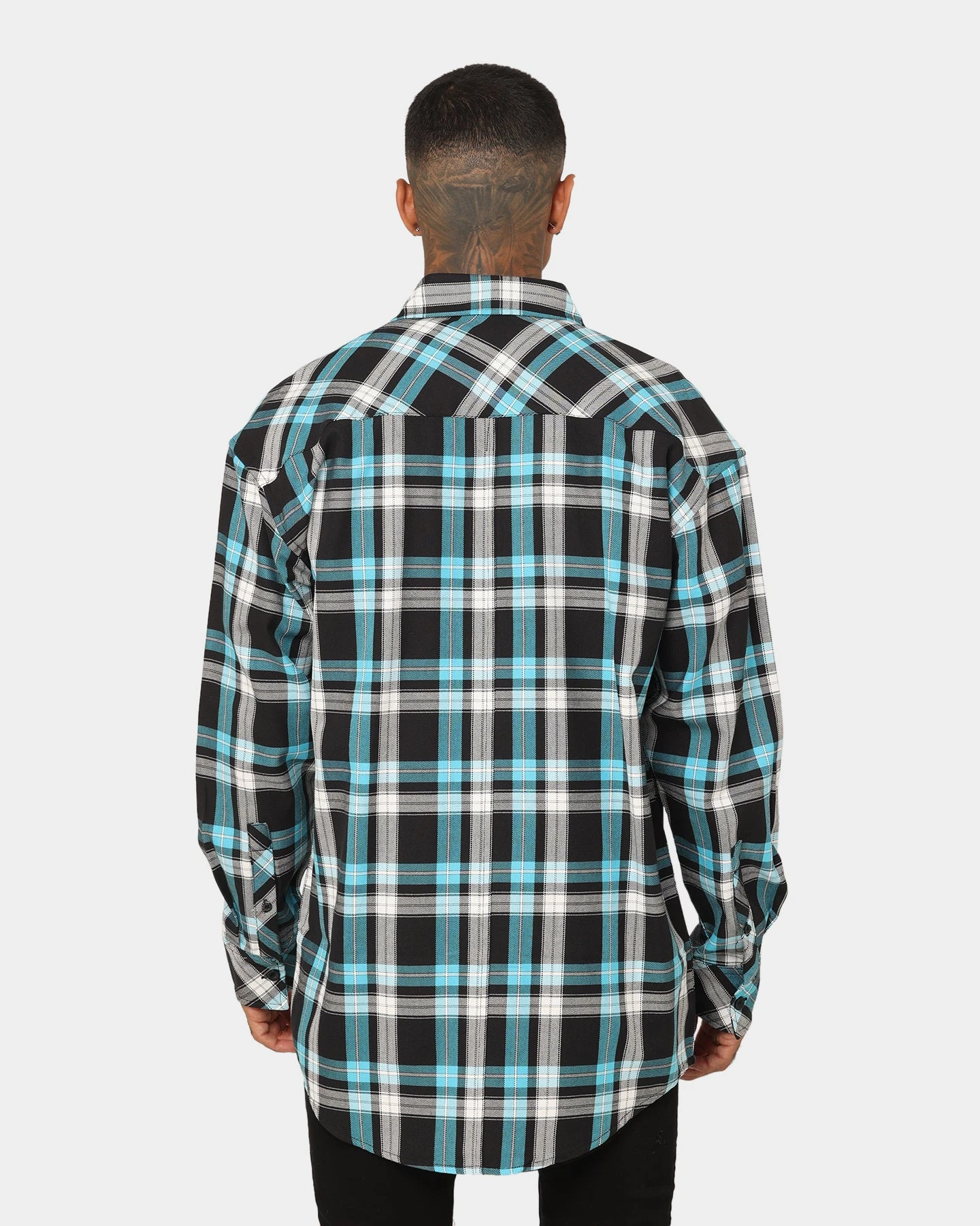 Saint Morta Prima Flannel Shirt Cyan 6 Saint Morta Prima Flannel Shirt Cyan - Image 4