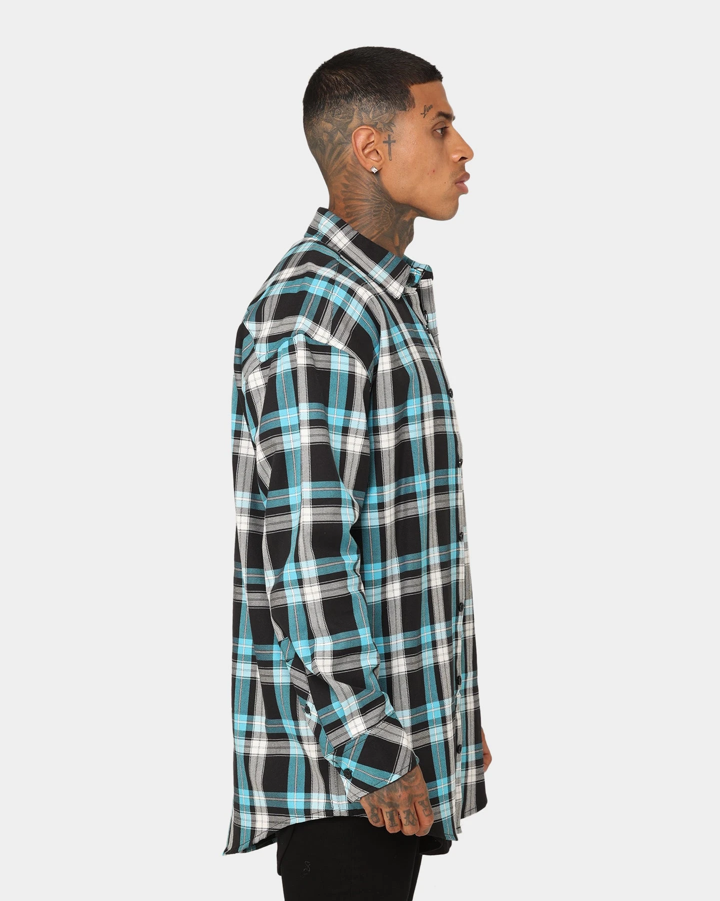 Saint Morta Prima Flannel Shirt Cyan 7 Saint Morta Prima Flannel Shirt Cyan - Image 5
