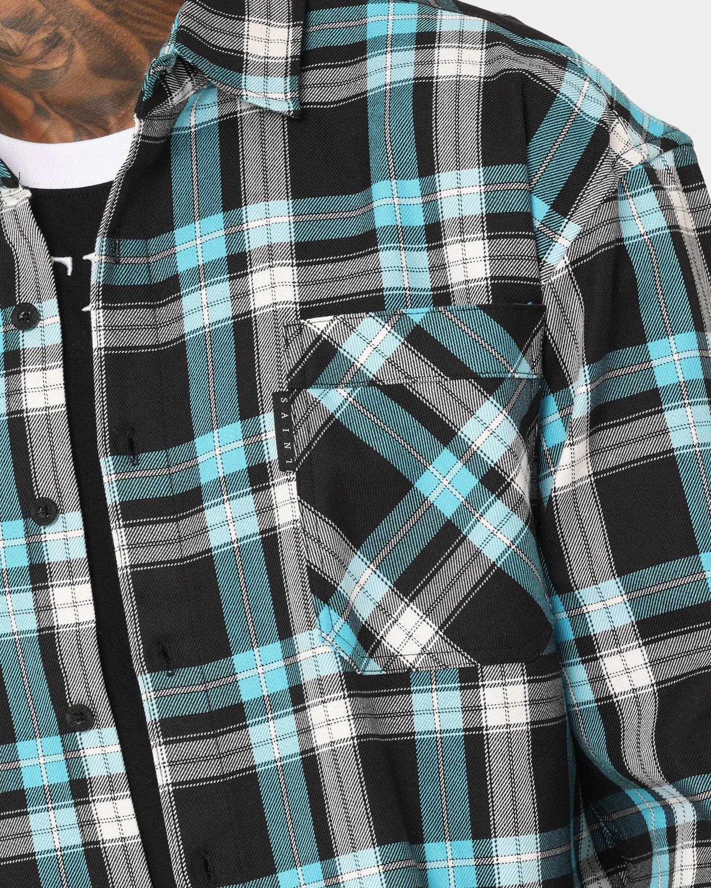 Saint Morta Prima Flannel Shirt Cyan 9 Saint Morta Prima Flannel Shirt Cyan - Image 7