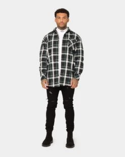 Saint Morta Prima Long Sleeve Flannel Shirt Stadium Green -Champioe Style 02020574 YS327 mens 0030