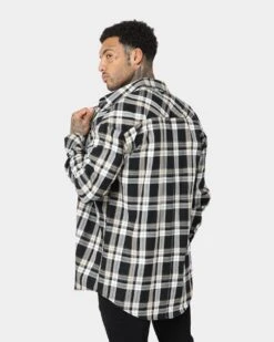 Saint Morta Prima Long Sleeve Flannel Shirt Stone/Black -Champioe Style 02020574 YS587 mens 005