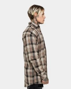 Saint Morta Prima Long Sleeve Flannel Shirt Brown -Champioe Style 02020574 YX300 mens 040