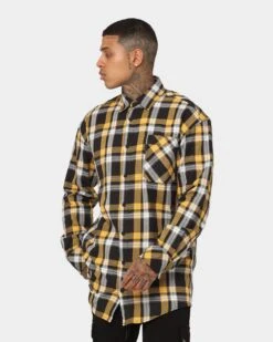 Saint Morta Prima Long Sleeve Flannel Shirt Yellow 15 Saint Morta Prima Long Sleeve Flannel Shirt Yellow -Champioe Style 02020574 YY001 mens 0060