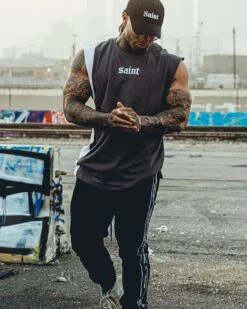 Saint Morta Era Sport Muscle T-Shirt Dark Grey/White