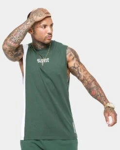 Saint Morta Era Sport Muscle T-Shirt Forest Green/White