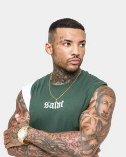 Saint Morta Era Sport Muscle T-Shirt Forest Green/White -Champioe Style 02023977 YF027 mens 0070