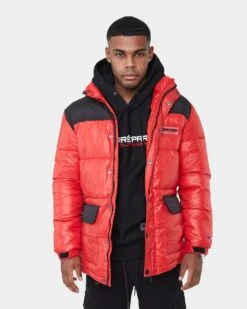 Carré Bossman Puffer Jacket Red/Black -Champioe Style 02029852 YR010 mens 00010