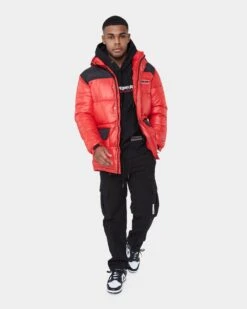 Carré Bossman Puffer Jacket Red/Black -Champioe Style 02029852 YR010 mens 00020