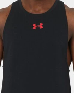Under Armour Baseline Cotton Tank Black/Red/Red -Champioe Style 02031600 YB309 mens 0030
