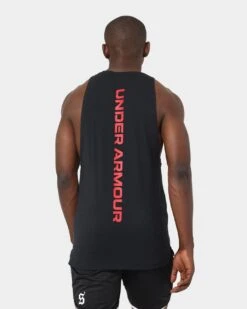Under Armour Baseline Cotton Tank Black/Red/Red -Champioe Style 02031600 YB309 mens 0070