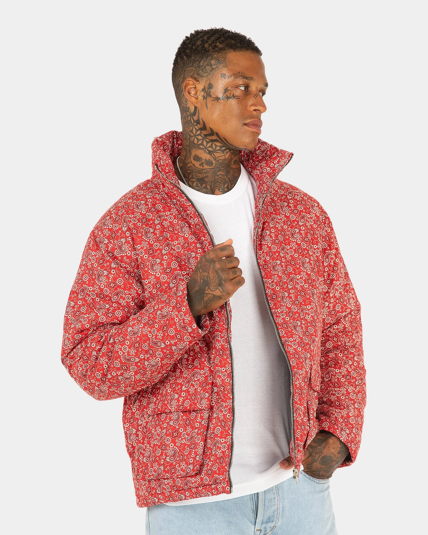 XXIII Paisley Puffer Jacket Red 3 XXIII Paisley Puffer Jacket Red