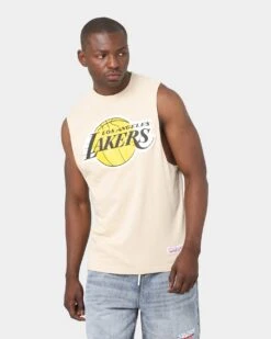 Mitchell & Ness Los Angeles Lakers Team Tonal Logo Muscle Singlet Clay