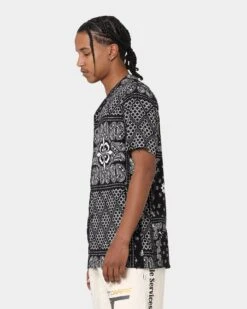 Carre Bandana Ultra Short Sleeve Button Up Shirt Black -Champioe Style 02032422 YB001 mens 0060