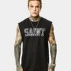 Saint Morta Workshop Oversized Muscle T-Shirt Black/White -Champioe Style 02032483 YB012 mens 0010