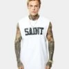 Saint Morta Workshop Oversized Muscle T-Shirt White/Black -Champioe Style 02032483 YW110 mens 0010