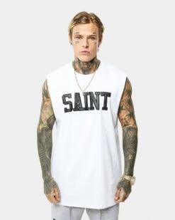 Saint Morta Workshop Oversized Muscle T-Shirt White/Black