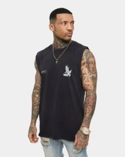 Saint Morta Doves Vintage Muscle T-Shirt Aged Black