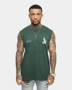 Saint Morta Doves Vintage Muscle T-Shirt Dark Green -Champioe Style 02033001 YD009 mens 030