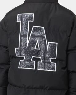 New Era Los Angeles Dodgers Paisley Puffer Jacket Black -Champioe Style 02033505 YB001 mens 040