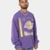 Mitchell & Ness Los Angeles Lakers Road To Victory Crewneck Faded Dark Purple -Champioe Style 02034571 YF156 mens 0010