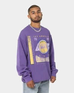 Mitchell & Ness Los Angeles Lakers Road To Victory Crewneck Faded Dark Purple