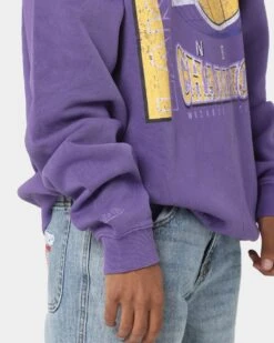 Mitchell & Ness Los Angeles Lakers Road To Victory Crewneck Faded Dark Purple -Champioe Style 02034571 YF156 mens 0070