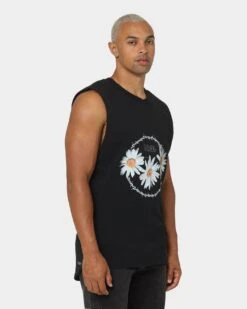 Dead Studios Daisy Chain Muscle T-Shirt Black/White/Yellow -Champioe Style 02035353 YB001 mens 0050