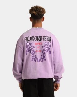 Loiter Born Of Pain Crewneck Purple Tie Dye -Champioe Style 02035422 YP202 mens 0040