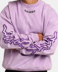 Loiter Born Of Pain Crewneck Purple Tie Dye -Champioe Style 02035422 YP202 mens 0070
