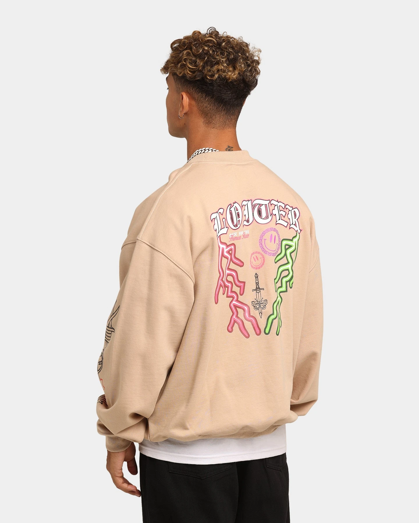Loiter Hydra Multi Logo Crewneck Tan 4 Loiter Hydra Multi Logo Crewneck Tan - Image 2