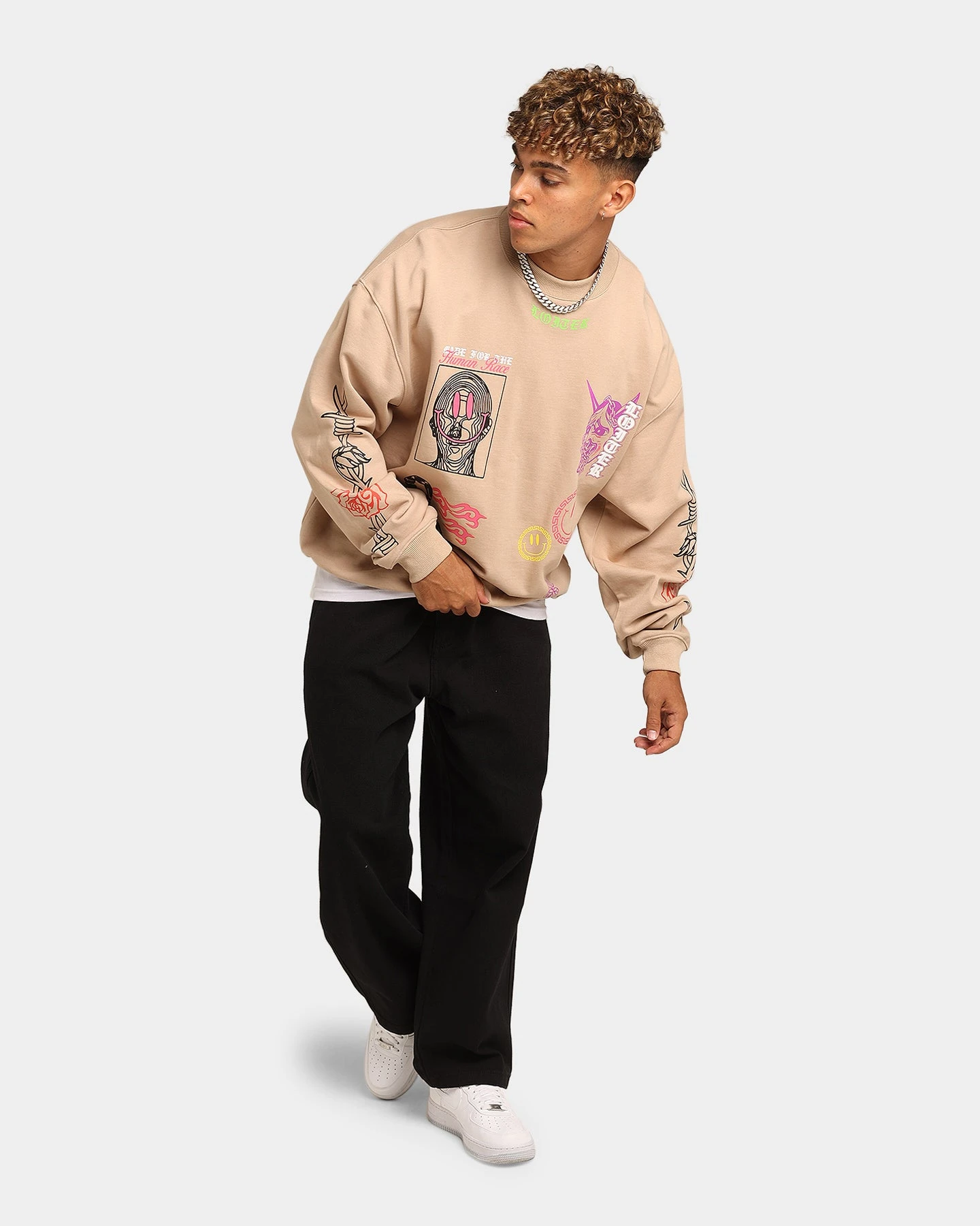 Loiter Hydra Multi Logo Crewneck Tan 5 Loiter Hydra Multi Logo Crewneck Tan - Image 3