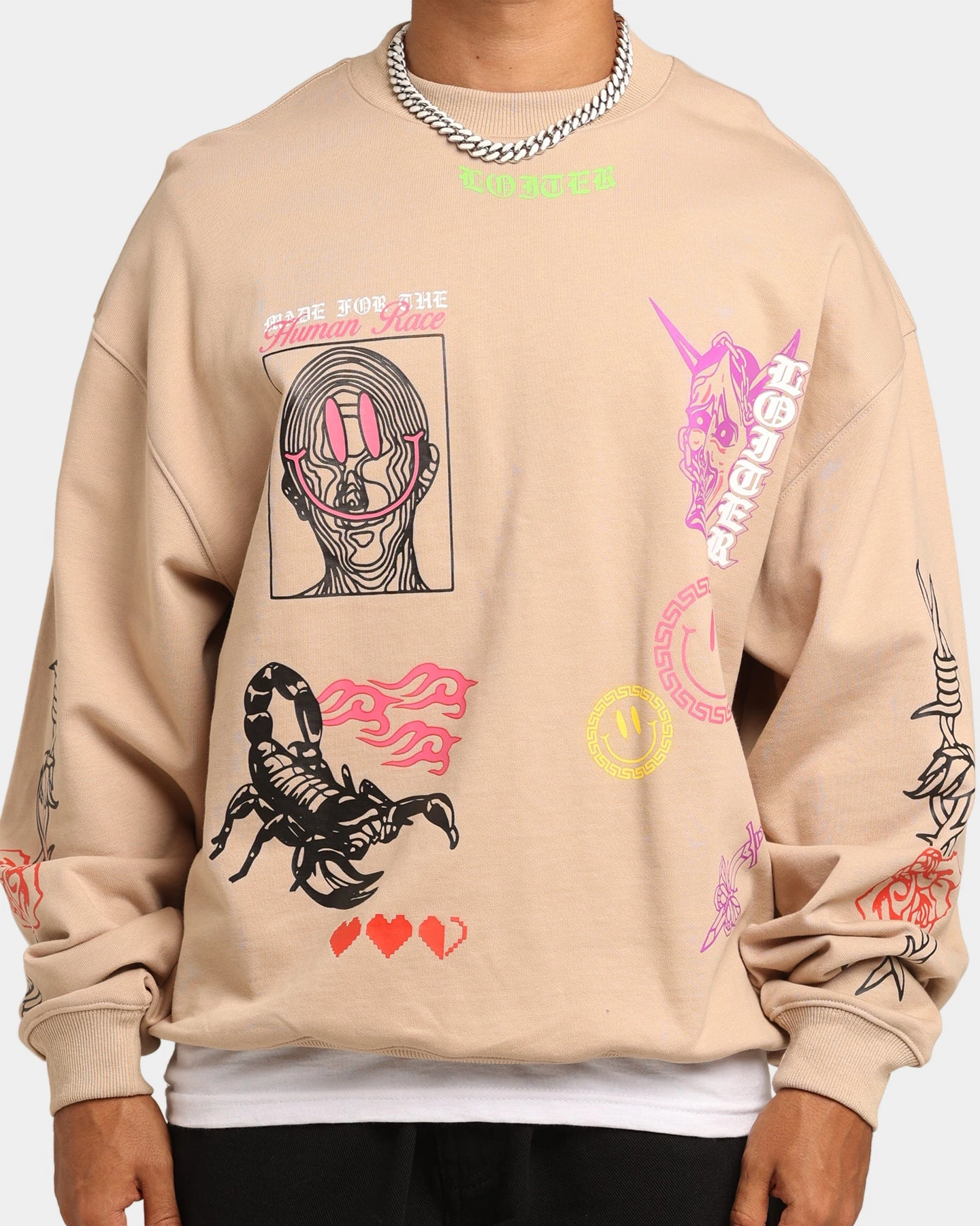 Loiter Hydra Multi Logo Crewneck Tan 6 Loiter Hydra Multi Logo Crewneck Tan - Image 4