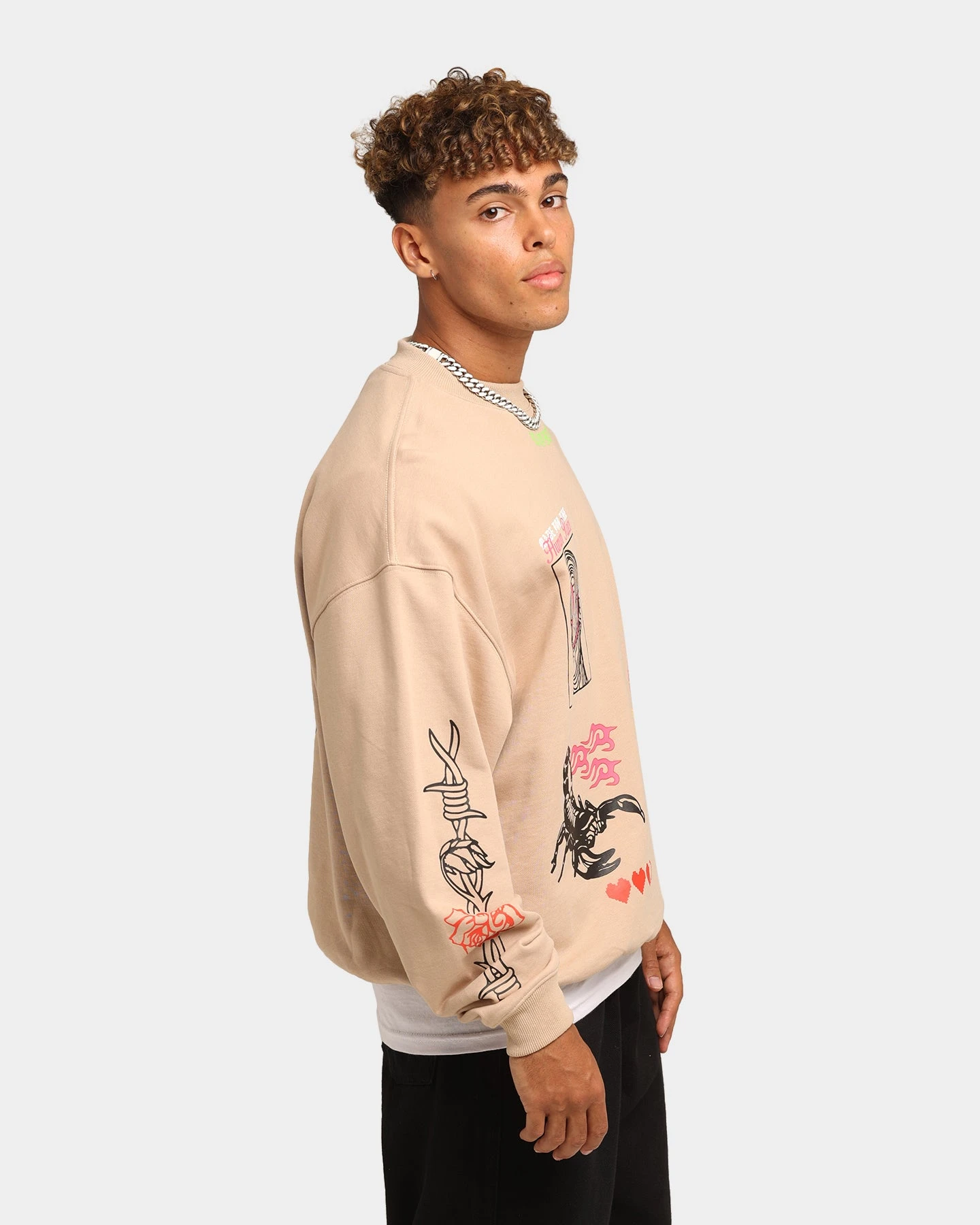 Loiter Hydra Multi Logo Crewneck Tan 7 Loiter Hydra Multi Logo Crewneck Tan - Image 5