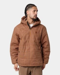 Brixton Cass Half Zip Puffer Jacket Brick