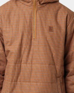 Brixton Cass Half Zip Puffer Jacket Brick -Champioe Style 02035439 YX139 mens 0030