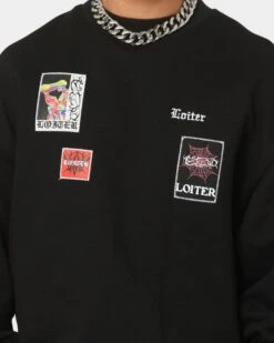 Loiter Patchwork Crewneck Black -Champioe Style 02035544 YB001 mens 0030