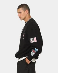 Loiter Patchwork Crewneck Black -Champioe Style 02035544 YB001 mens 0060