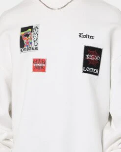 Loiter Patchwork Crewneck Off White -Champioe Style 02035544 YO007 mens 0030