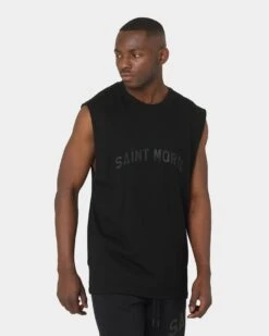 Saint Morta Kingdom Muscle T-Shirt Black/Black -Champioe Style 02035796 YB015 mens 010