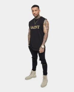 Saint Morta Society Muscle T-Shirt Black/Gold -Champioe Style 02035802 YB003 mens 020 e5ccdc67 5264 4767 9778 81774f724978