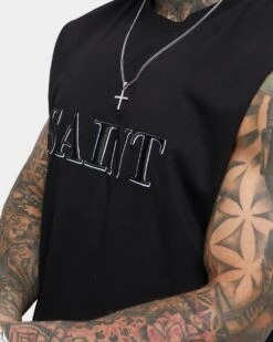 Saint Morta Society Muscle T-Shirt Black/White -Champioe Style 02035802 YB012 mens 070